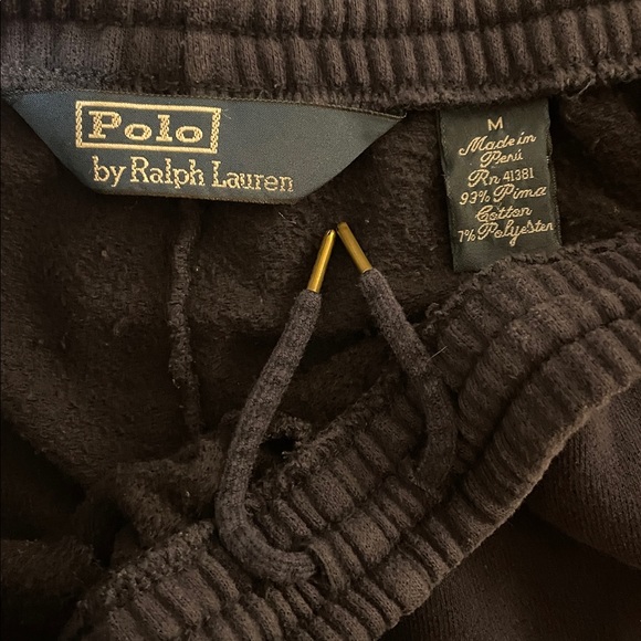 Men's Polo Ralph Lauren Joggers with Leather Accents Size Medium Dark Blue - Picture 7 of 8